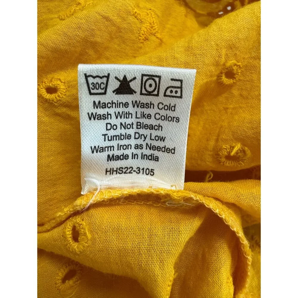 House Of Harlow 1960 Eyelet Tiered Maxi Skirt Size Medium Pull On Mustard Boho - Picture 11 of 11